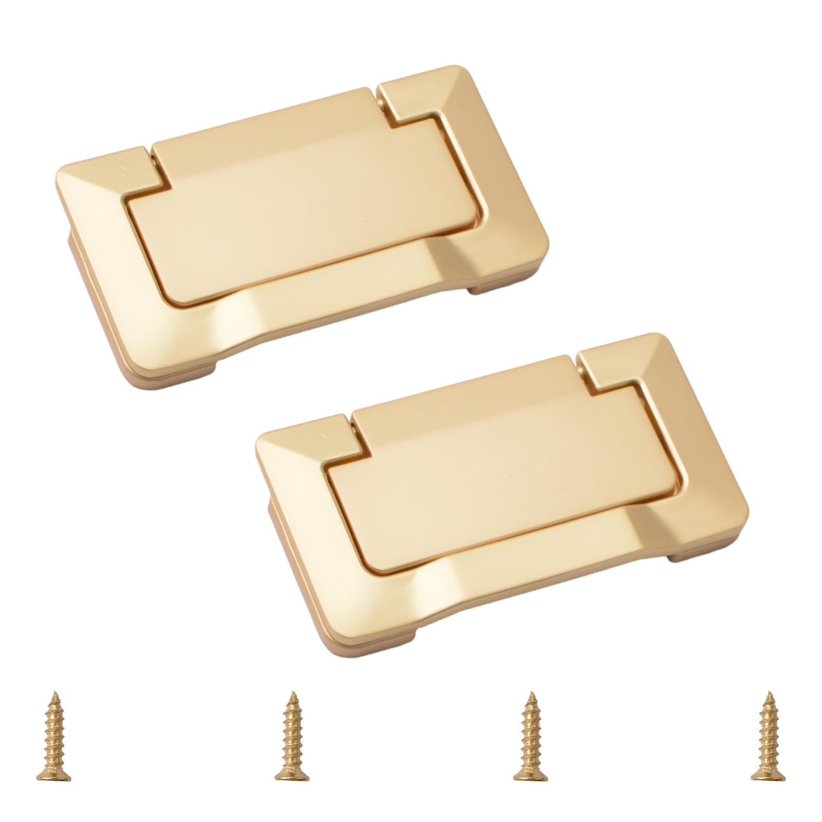 MOROBOR 2Pcs Pocket Doors Drawer Handles, Flush Pull Ring Handle Zinc Alloy Concealed Furniture Handle with Screws for Cabinets Wardrobes Drawers (Pearl Gold) — image 1