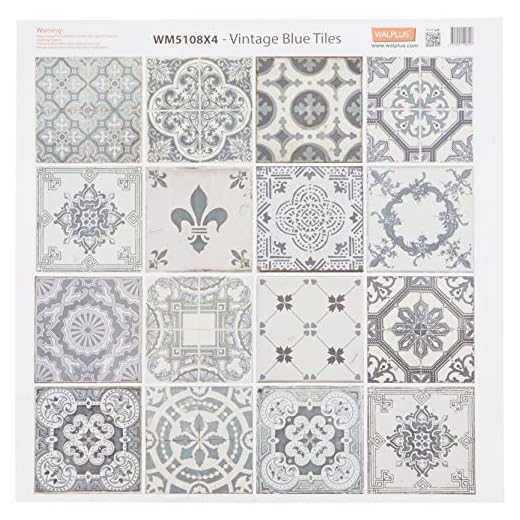 Pintura para pared clásico azul azulejos (4 paquetes) pared de corte de autoadhesivo extraíble pegatinas habitación de los Niños Guardería Infantil restaurante Cafã Hotel Wohndeko