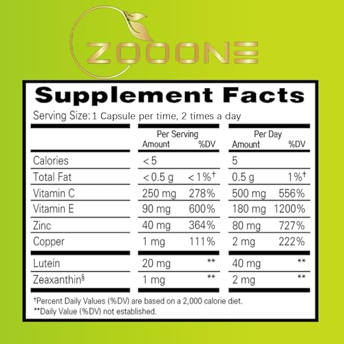 image for zooone- Lutein Eye Vitamins Supplement for Macular Health and Dry Eye,