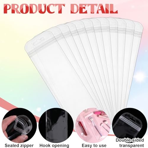 Image of 100 Pieces Pen Packaging Bags Pen Bags for Packaging Clear Pen Bag for Bead Pens Resealable Zipper Pouch Bag for Packaging Lipgloss, Jewelry, Cosmetic,Candy 2.8 x 8.7 Inches