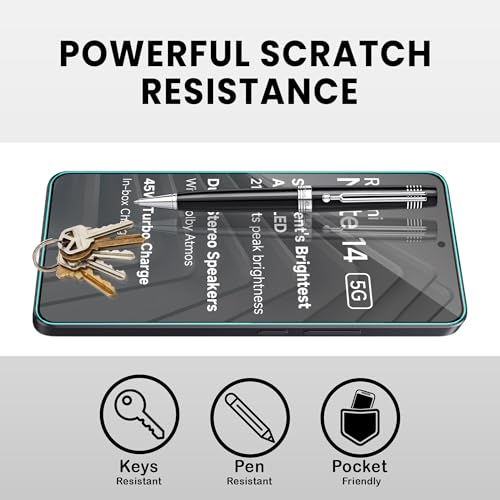 Image of ArmourPro Military Grade Gorilla Tempered Glass Compatible For Redmi Note 14 (6.67 Inch) With Easy Installation Kit for Smartphone| Edge-to-Edge Protector Coverage | Black, Pack of 2