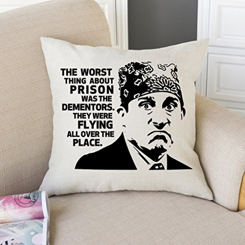 Chiccat Cotton Linen Throw Pillow Case - Prison Mike Quote Humor Pillow Calligraphy Home Decor Engagement Present Birthday Cushion Cover 18X18 Inches #TOP1
