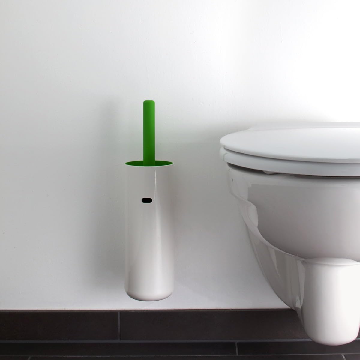 Escobilla Lunar, Escobillero de Pared, Escobilla de Inodoro Colgante, Plástico, Blanco
