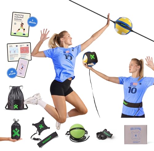 MOTOMY™ Volleyball Training Equipment Aid ‘VolleyPal’ – Solo Rebounder Trainer for Serve, Spike, Set & Pass; Indoor and Outdoor Practice Gear Gifts for Beginners & Experts