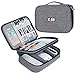 BUBM Electronic Organizer, Double Layer Travel Accessories Storage Bag for Cord, Adapter, Battery, Camera and More-a Sleeve Pouch for iPad or up to 9.7" Tablet(Large, Denim Gray)