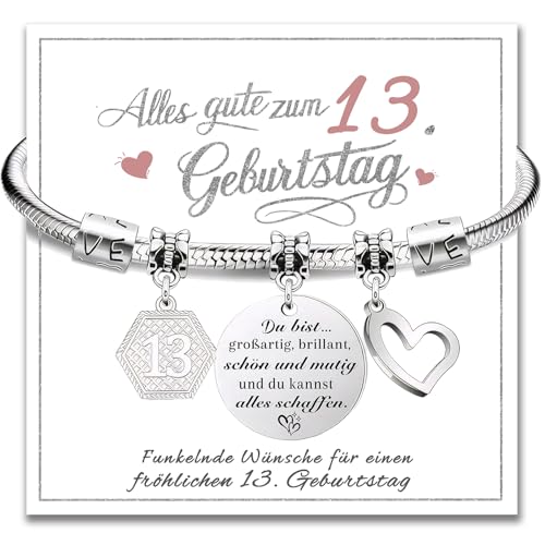Charfia 13 Geburtstag Mädchen, Armband Teenager Geschenke für 13 Jährige Geschenk Mädchen 13 Jahre zum Geburtstag für Tochter Freundin
