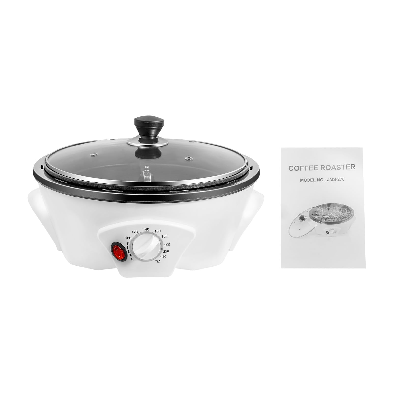 Torréfacteur à café électrique pour la maison, 1200 W, multifonctionnel, réglage de la température de 0 à 240 °C, pour arachides, graines de melon, soja, grains de café