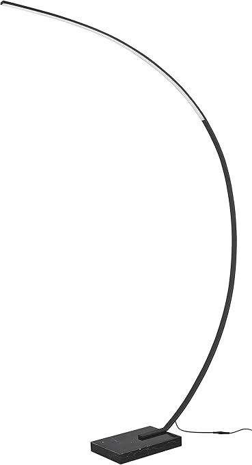 Trio Leuchten Trio Leuchten LED staande lamp Bangkok 426511832, metaal zwart mat, voet marmer zwart, incl. 18 Watt LED, voetdimmer