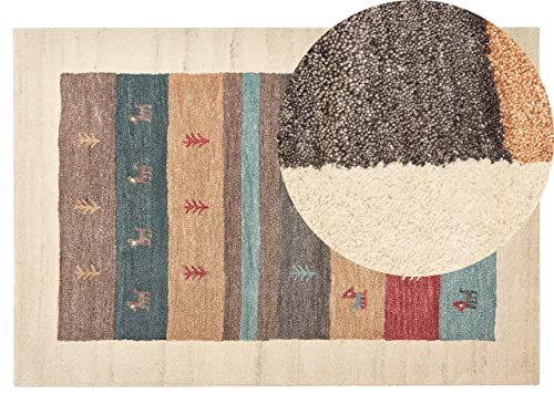 Gabbeh Teppich beige / bunt 140 x 200 cm Hochflor mit Muster weich handgetuftet Sarilar