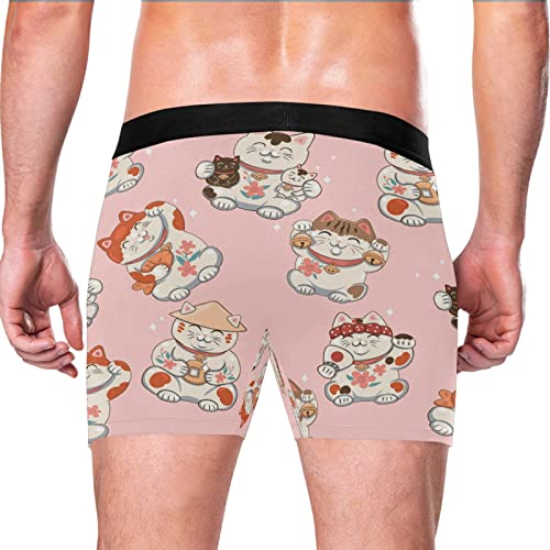 Bóxer para hombre Vnurnrn con estampado de gato de la suerte, pack de 2 calzoncillos de algodón 3