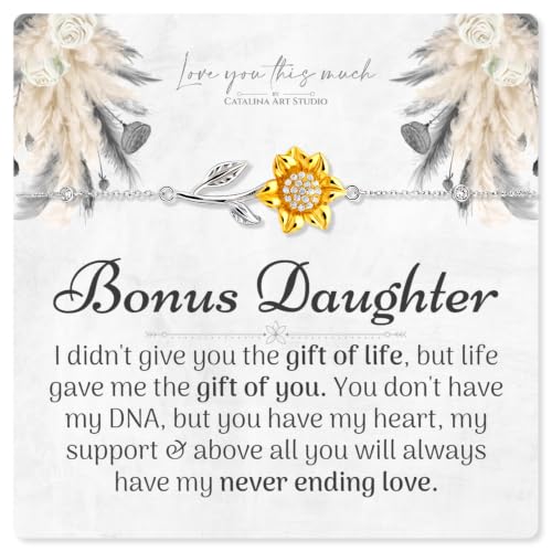 Image of Love You This Much Sentimental Bonus Daughter Necklace, Birthday Gift for Bonus Daughter, Stepdaughter Jewelry, Gift for Stepdaughter