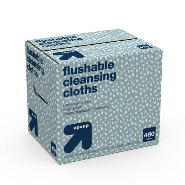 Up & Up Flushable Cleansing Cloths - 8 Pack - 480 Cloths