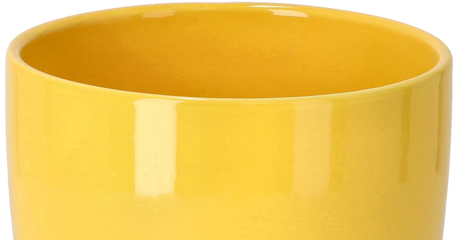 KOTARBAU® Pot de Fleurs en céramique avec bac d'égouttement Jaune 20 cm