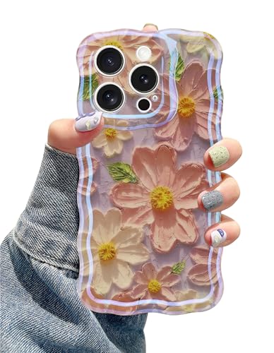 Coque TPU souple iPhone 14 Pro Max violet clair motif fleuri brillant rétro