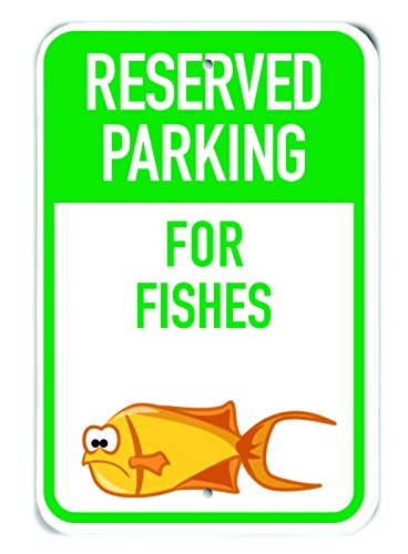 Panneau Reserved Parking for Fishes décoration originale pour votre bassin de jardin en plastique