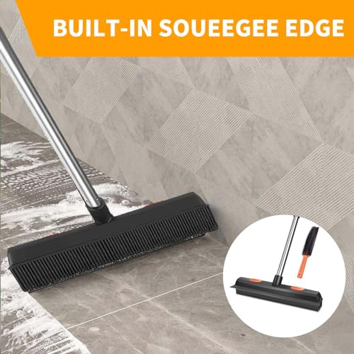 Gummibesen mit Stiel - 134 cm Silikonbesen für Innen und Außen mit Abzieher, Ideal zum Entfernen von Tierhaaren (Hunde & Katzen) von Teppichen, Fenstern, Fliesen und Hartholzböden – Bild 4