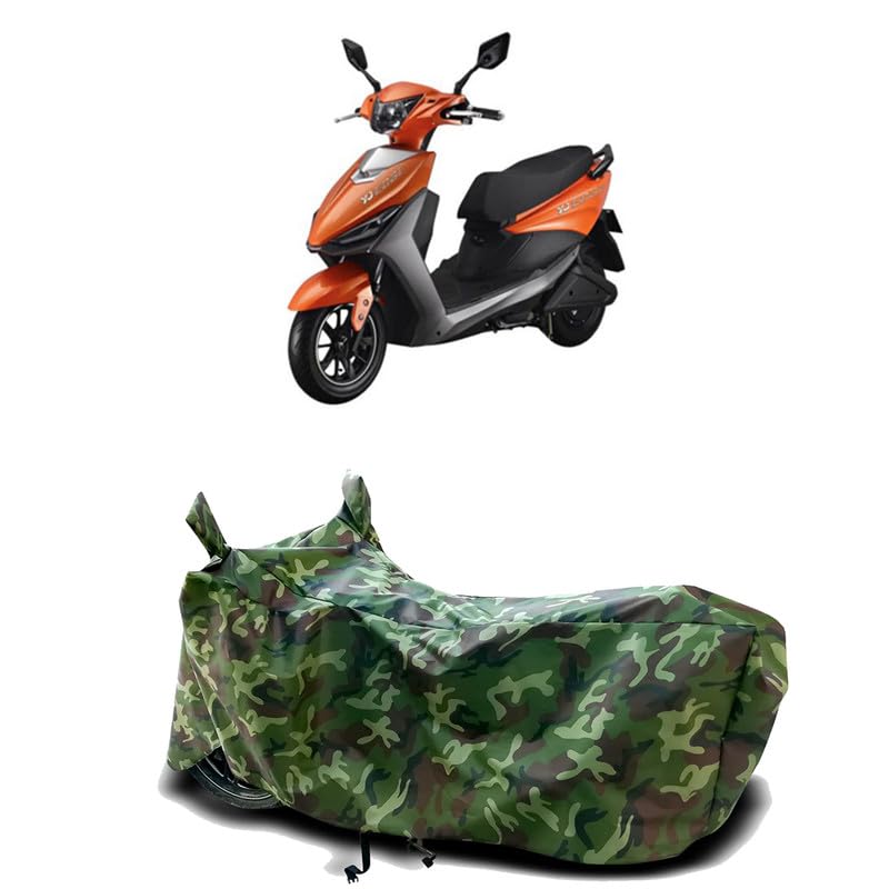 Image of DUFFEL-100% Heat Protection Two Wheeler Bike /Scooty Body Cover for Indus YObykes Edge Water Resistance /UV-Rays /Birds Dropping /Scratchproof /Dust Proof /Waterproof[Green Jungle Print]