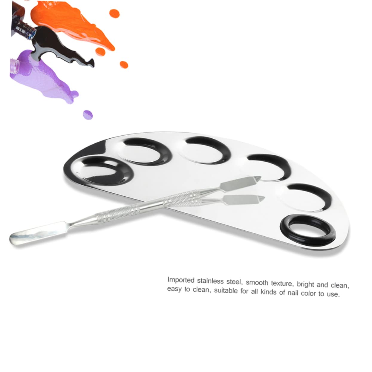 Outanaya 2pcs Stainless Steel Nail Art Palette Butterfly Shape Manicure Spatula Smooth Easy Clean for Makeup Blending