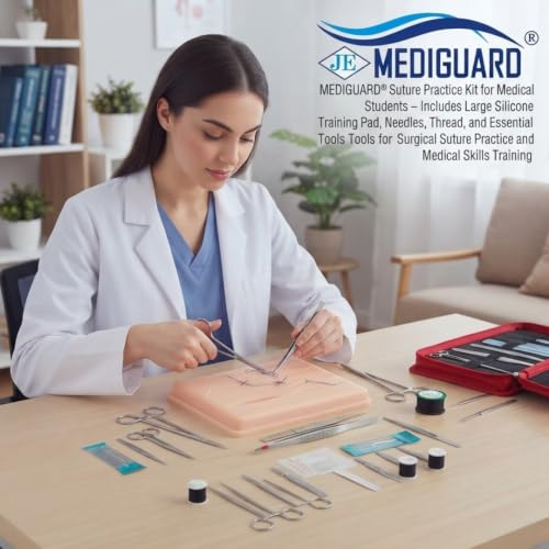 Image of Suture Practice Kit for Medical Students - Includes Large Silicone Training Pad, Needles, Thread, and Essential Tools for Surgical Suture Practice and Medical Skills Training