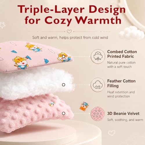 Image of StarAndDaisy Baby Swaddle Wrapper Blanket with Hood | Cotton & Soft Bean Velvet Receiving Blanket | Newborn Baby Wrap, Infant Sleeping Bag, Baby Quilt for Boys & Girls (Pink)