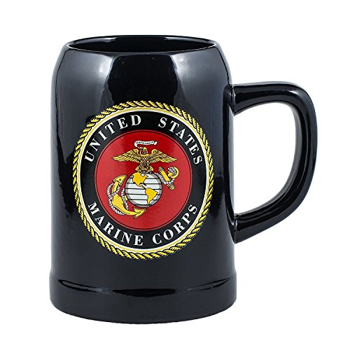 United States Marine Corps Decal Logo Black 16.9 Ounce Stoneware Mug            