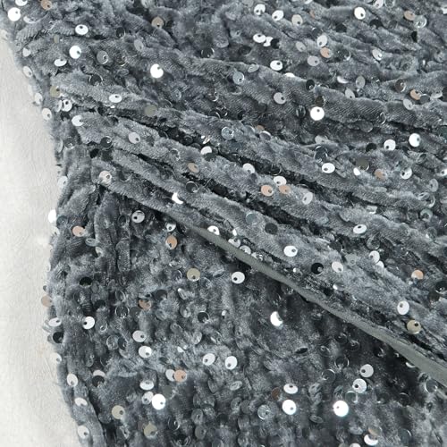 Image of Jigfar Women's Sexy Elegant Rhinestone Deep V Neck Bodycon Birthday Party Club Night Mini Dress(FK3365,Grey,L)