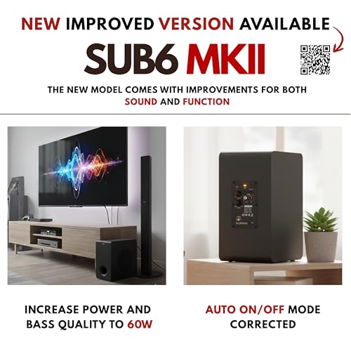 VULKKANO SUB6 Subwoofer Activ 6.5 Zoll, Frequenz 60Hz-250Hz