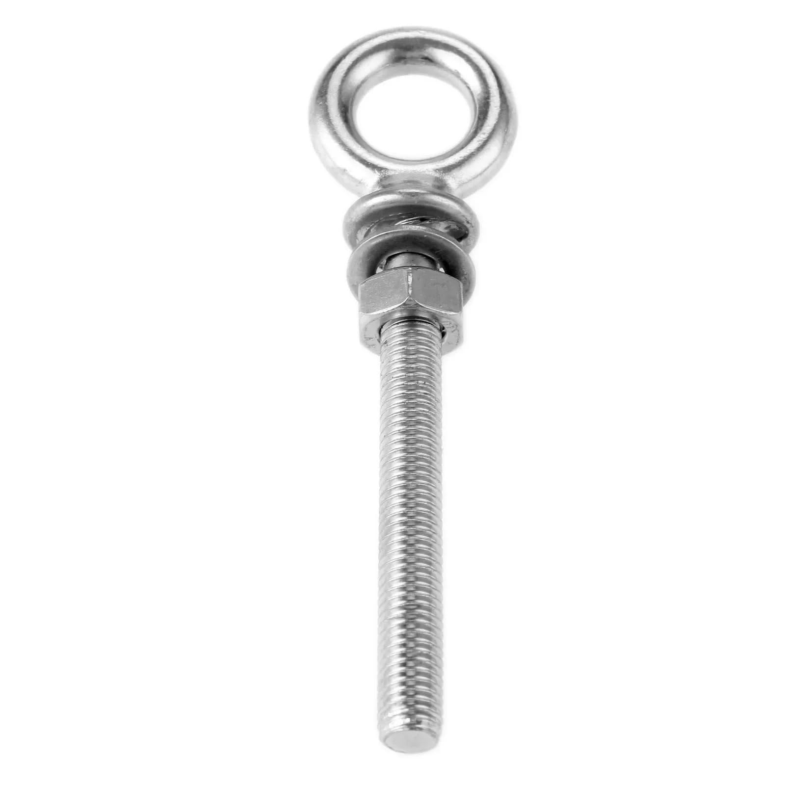 TRRYUIP Eye Hooks 1Pc M6 M8 M10 M12 Stainless Steel Lifting Eye Bolts Eyebolts with Nuts Washers Set Round Ring Hook Bolt Screw(M8x60)