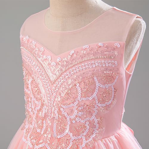 IDOPIP Sequin Appliques Flower Girl Dress for Kids Wedding Pageant Party Long Gown Princess Birthday Communion Tulle Dresses4