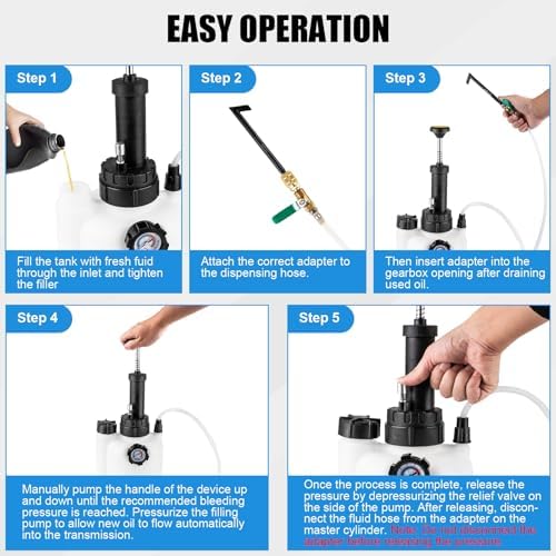 BetyBedy 3L Transmission Fluid Pump Kit, Fluid Transfer Pump with 12PCS ATF Adapters, Manual Transmission Fluid Extractor for Automotive Oil Filling System, Manual Transfer Oil Pump 4