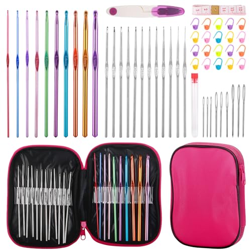 MECHEER Crochet Hooks Set, 54 Pack Crochet Needles Set Crochet Kits for Beginners, Ergonomic Crochet...