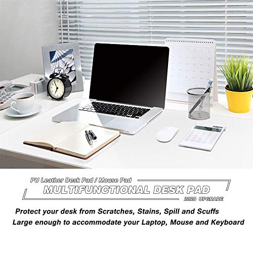 Desk Pad Protector Office Desk Mat, Bubm Waterproof Pu Leather Desk Writing Mat Laptop Large Mouse Pad Desk Blotters Desk Decor For Office Home, 31.5" X 15.7" White #TOP4
