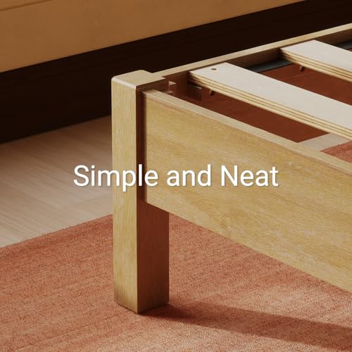 Image of LIFEMENT Full Bed Frame Signature Wood Platform, Noise Free, Under Bed Storage, No Box Spring Needed, Easy Assembly, Natural
