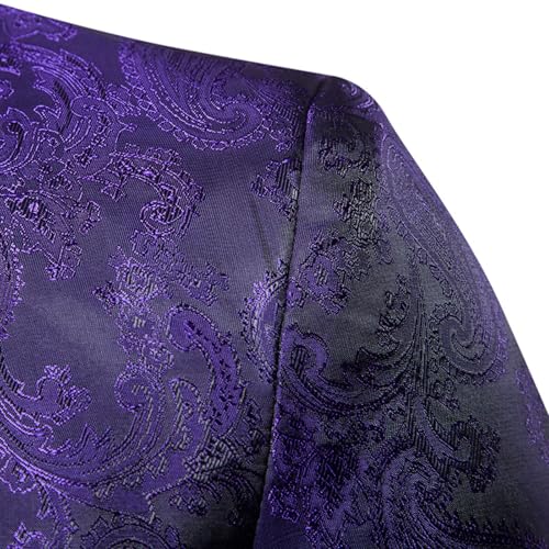 Mens Long Sleeve Turtle Neck Work Blazer with Formal Sequin Bling Slim Fit Paisley Single Breasted 1 Button Coat3