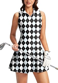 Women's Tennis Golf Dress with Shorts Active Exercise Workout Sports Athletic Dresses for Women with Zipper Pockets