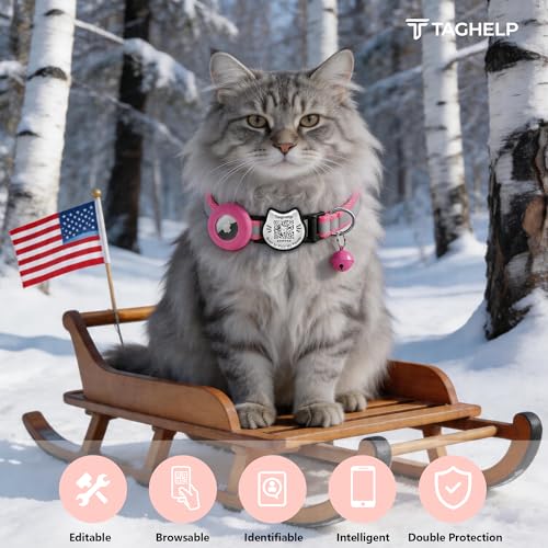 Collar de gato reflectante con código QR de identificación y porta AirTag seguro 3