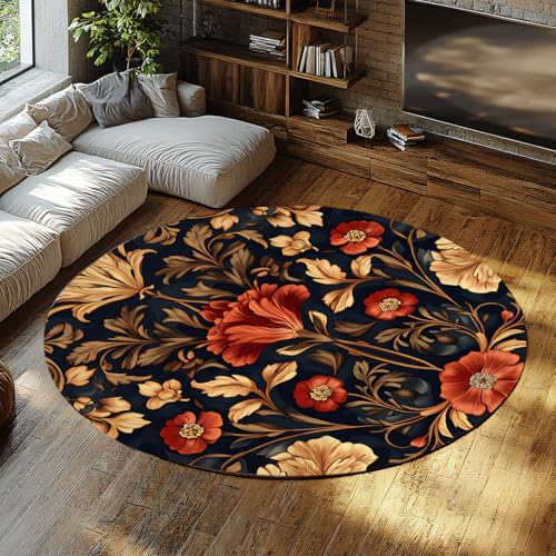 Rust round Rugs 100cm - �􂦂� �T�[�L�����[���O �N���V�b�N�� ����~�߃J�[�y�b�g ���B���e�[�W ���O �N���[�����[�t�u���[�� �܂肽���ݎ� ���� �����}�b�g �V�~�ϐ� ��� ���O �Q�� �L�b�`�� �I�t�B�X �_�C�j���O�p