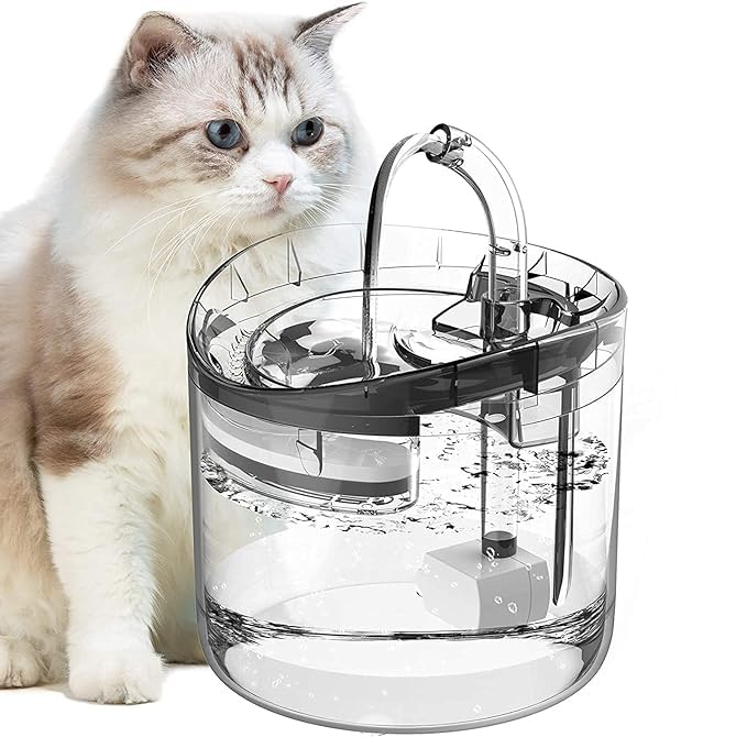 AADCART Automatic Pet Drinking Fountain with Faucet Kits, 64oz/1.8L Super Quiet,Suitable for Cats, Small and Medium Dogs, Transparent,Cat Water Fountain, Dog Water Dispenser