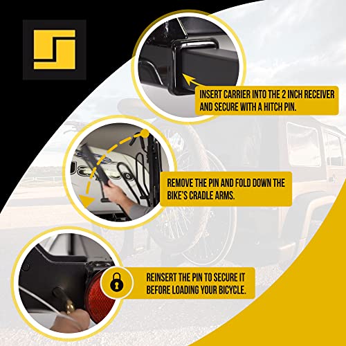 Stromberg Carlson BC-204 Platform Mount Bike Rack - Folding Hitch Mount Bike Rack, Hitch Bicycle Carrier, Foldable Bike Stand Accessories, Car, SUV, and Truck 4 Bike Rack Fit with 2" Hitch Receiver