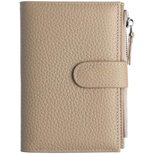 ilovever Passport wallet and Card Slot Combo RFID Blocking Leather Travel Passport Wallet for Men and Women with Zippered Coins Pocket Passport holder, khaki Grey