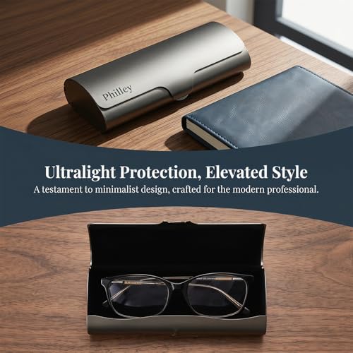 Image of Philley Aluminum Ultra-Light Eyeglasses Case Hard Shell Nearsighted Glasses Case for Women & Men