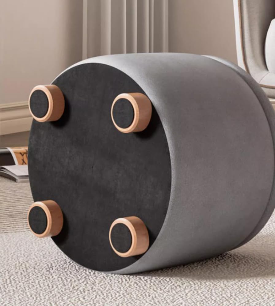 Pouf rotondo con contenitore, poggiapiedi in finta pelle, grande spazio di archiviazione, imbottito, sgabello per soggiorno, camera da letto, ingresso (marrone)