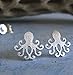Octopus Stud Earrings Brushed Sterling Silver Handmade in USA