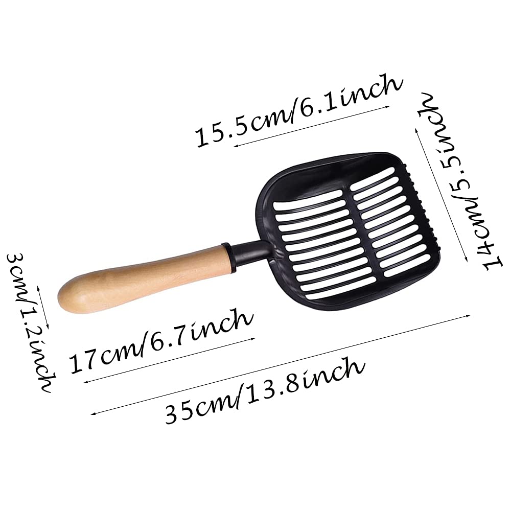 Paletta Lettiera Per Gatti In Metallo &ndash; Setaccio Jumbo 35x14 Cm Con Manico In Legno