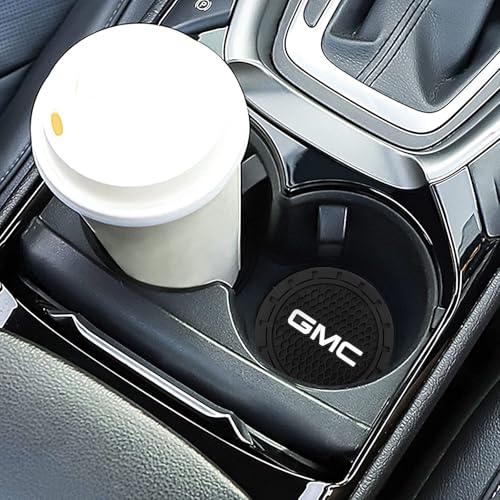 Image of YUIQIEUY Car Cup Holder Coaster for GMC Sierra Denali Canyon Terrain Yukon Jimmy Acadia Recessed Silicone Cupholder Coaster Interior Accessories 2.75in 2Pack Black