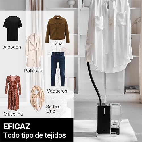 STEAMONE - Vaporera vertical 2300 W, 50 g/min - Plancha vertical con depósito de 2 l - Cable de 2 m - Elimina el 99,99% de las impurezas - Lista en 35 s - Compacta, potente y autónoma - EUES200BV2 - imagen 5