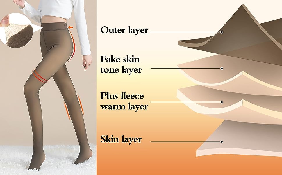 Fleece Lined Tights Women Thermal Leggings, Fake Translucent High Waisted Sheer Pantyhose, Winter Thick Warm Tights4