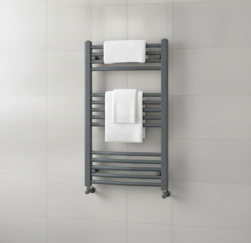 Antracite dritto scaldasalviette W500mm x H800mm piatto riscaldamento centralizzato asciugamano radiatore