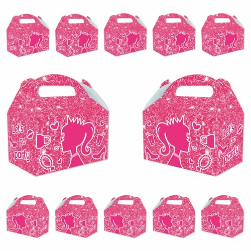 Zliisang 16PCS Pink Princess Candy Boxes Pink Goodie Gift Bags for Kids Princess Theme Birthday Party Favors Bags Girl Birthday Party & Bridal Shower Decorations