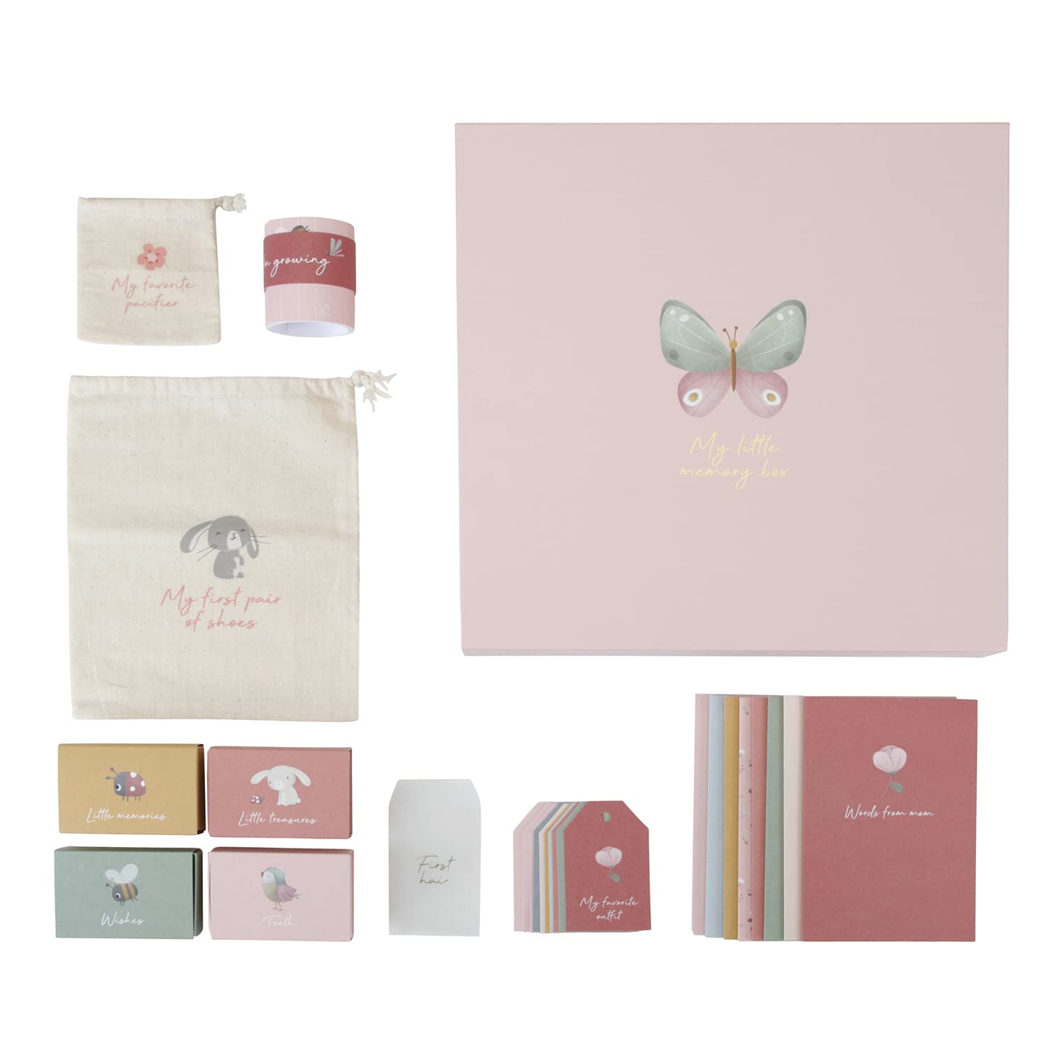 Little Dutch - Erinnerungsbox Flowers & Butterflies Rosa, 30x30x6 cm